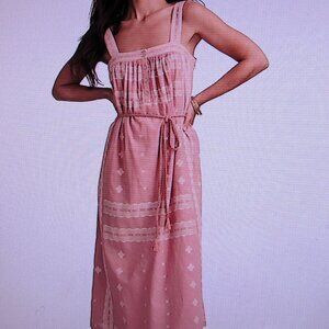 LUCKY BRAND MIDI COTTON DRESS Sz XXL NEW + TAG  $129 GORGEOUS FABRIC